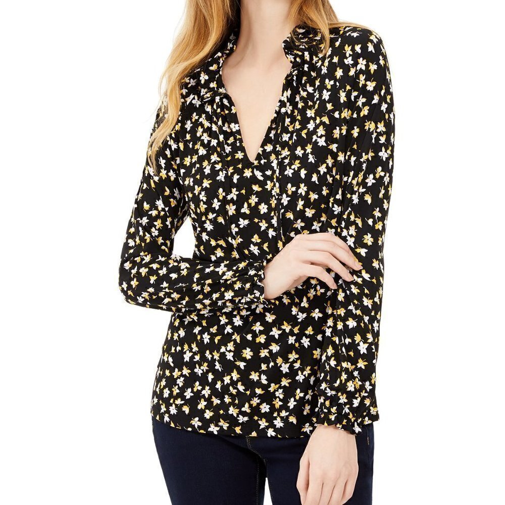 A123 Michael Kors Tossed Lilies Shirred Top P/S